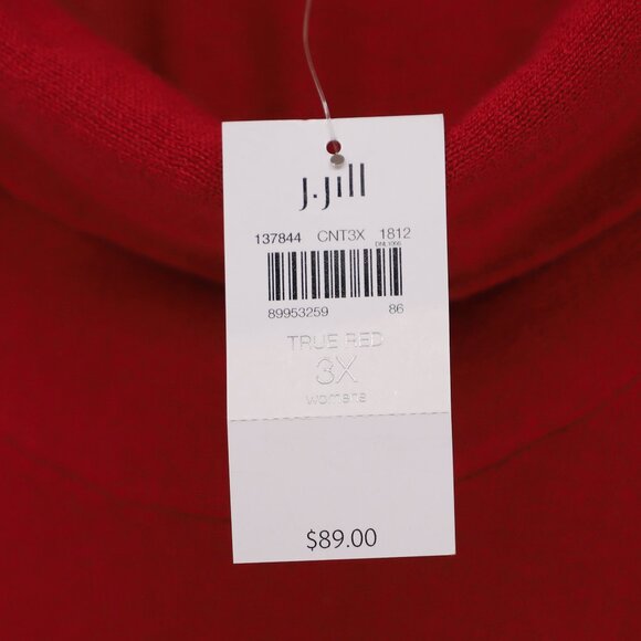 NWT J.JILL Cowl-Neck High Low Hem Knit Sweater Tunic in True Red Size 3X - Picture 6 of 7